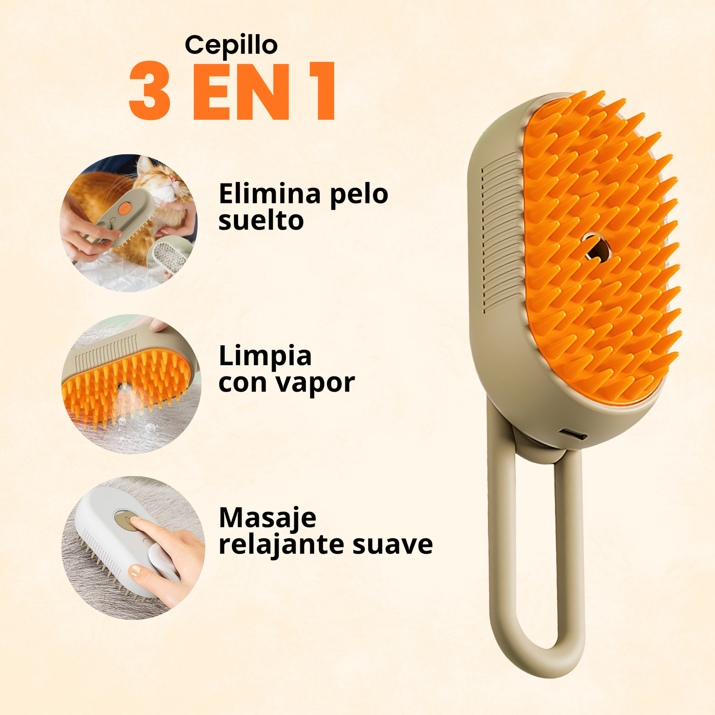 SteamPaw 3 en 1: Cepillo de Vapor para Gatos
