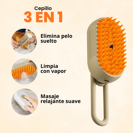 SteamPaw 3 en 1: Cepillo de Vapor para Gatos
