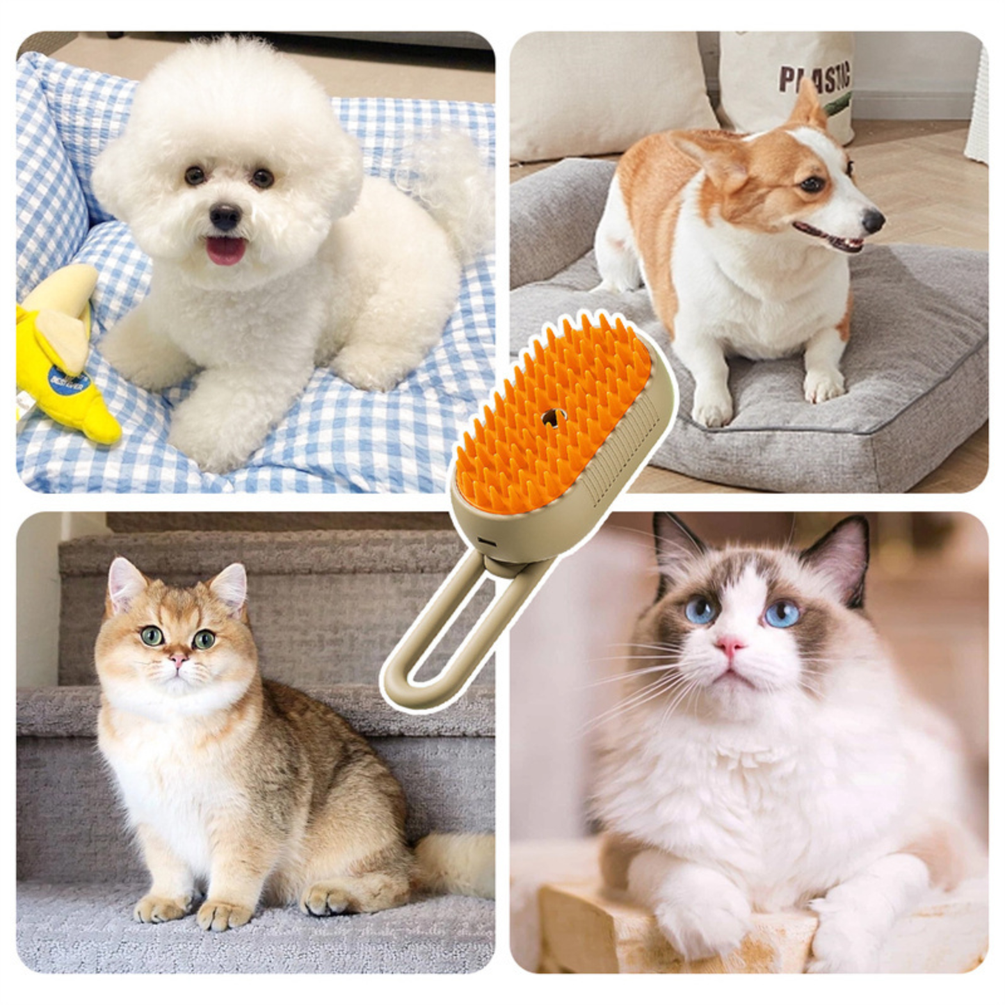 SteamPaw 3 en 1: Cepillo de Vapor para Gatos